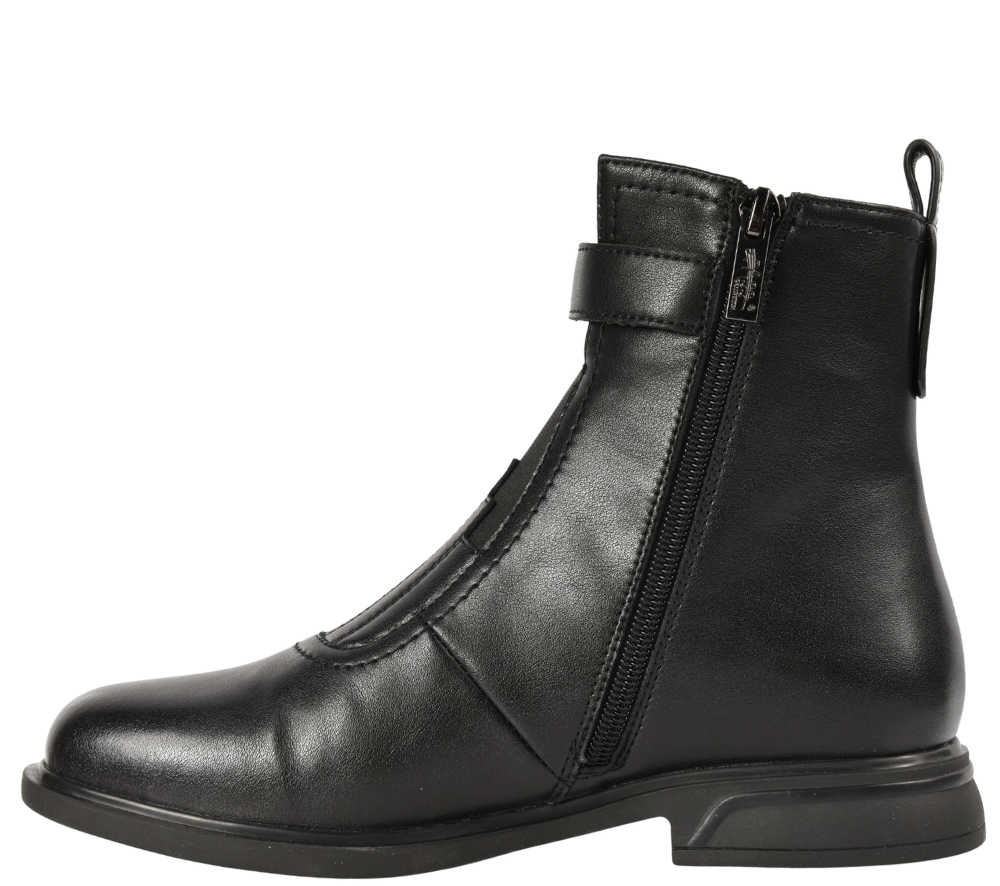 Ghete elegante, dama, PASS COLLECTION, DL70034A negru, piele naturala, toc
