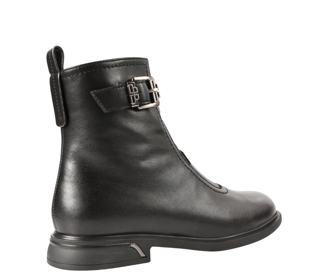 Ghete elegante, dama, PASS COLLECTION, DL70034A negru, piele naturala, toc