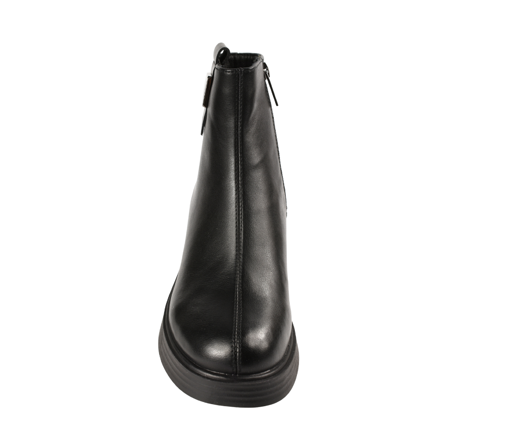 Ghete casual, dama, PASS COLLECTION, WB70007 negru, piele naturala