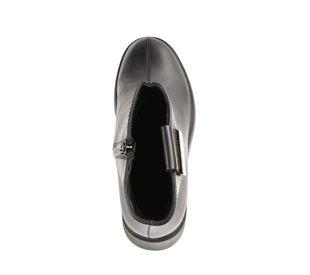 Ghete casual, dama, PASS COLLECTION, WB70007 negru, piele naturala
