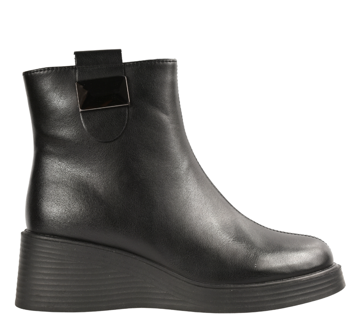 Ghete casual, dama, PASS COLLECTION, WB70007 negru, piele naturala