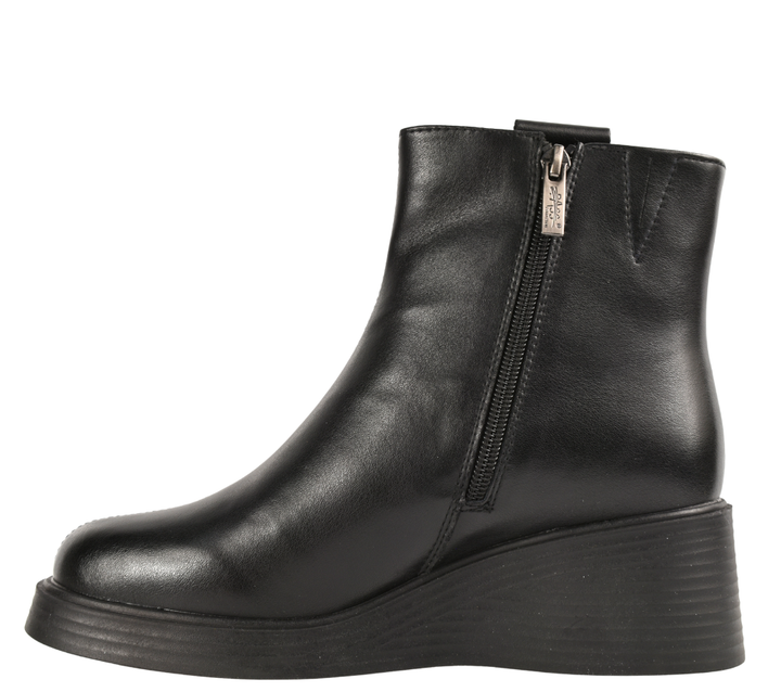 Ghete casual, dama, PASS COLLECTION, WB70007 negru, piele naturala