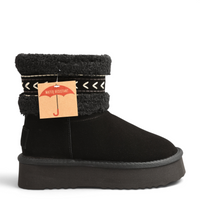 ada-shoes.ro Anna Viotti black suede winter boots with faux fur collar, platform sole, and water-resistant tag.