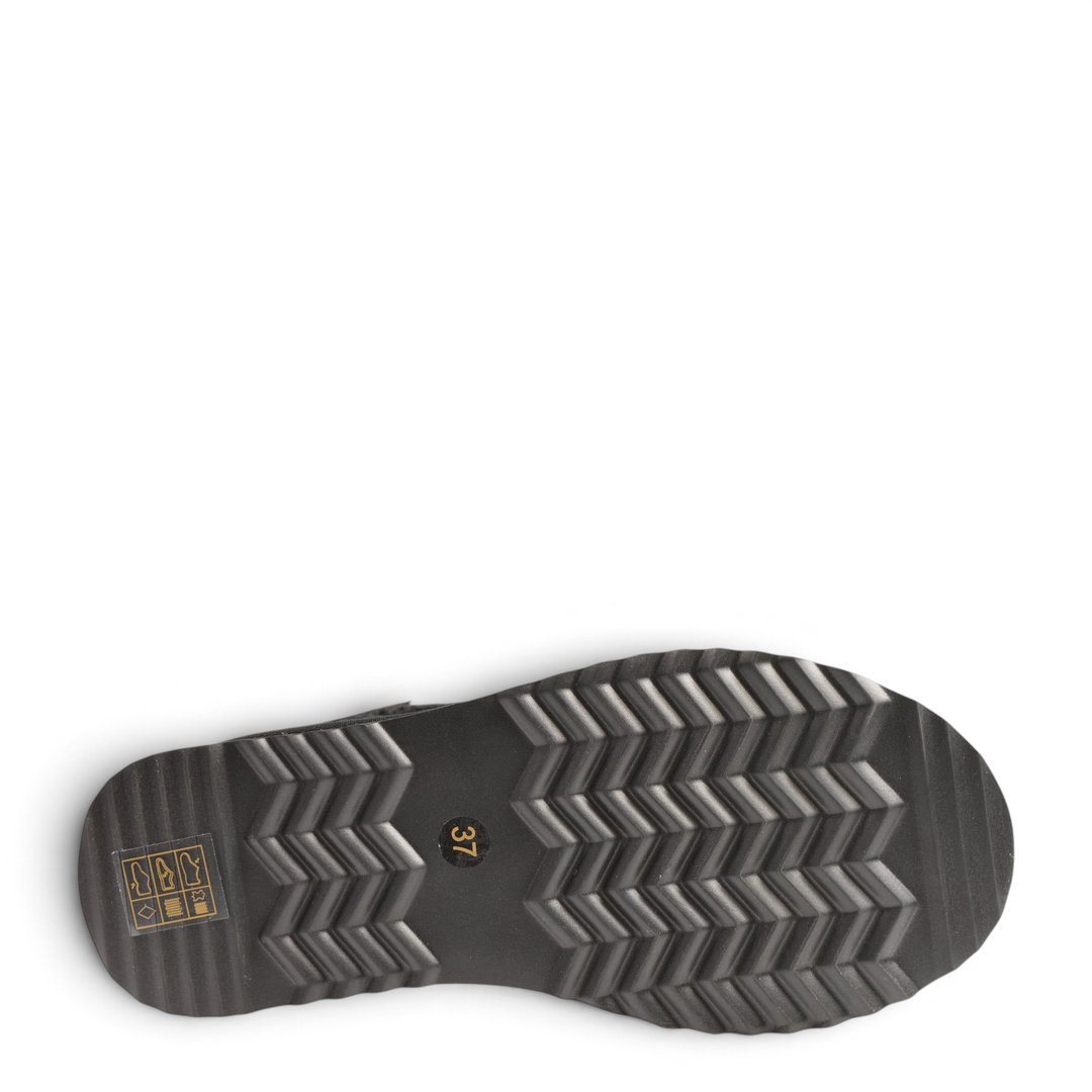 Black synthetic EVA platform sole of Anna Viotti winter boots with a textured anti-slip tread pattern