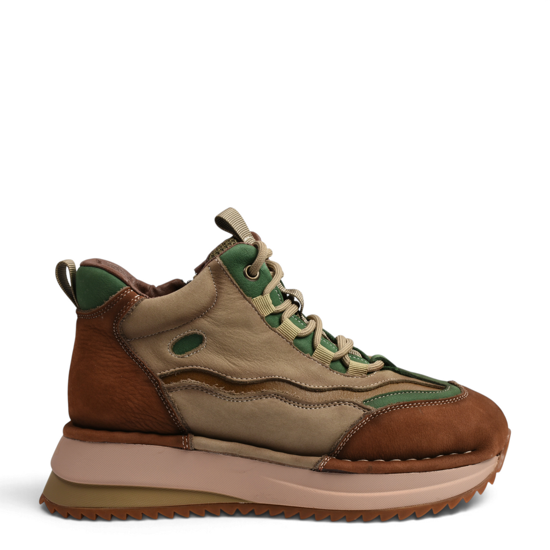 ada-shoes.ro multicolor nubuck leather ankle boots with thick platform sole and lace-up closure