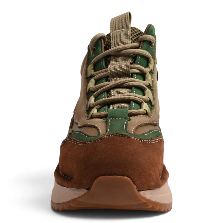 ada-shoes.ro 66H-V multicolor nubuck leather boots with thick lug sole, front view, casual urban outdoor style