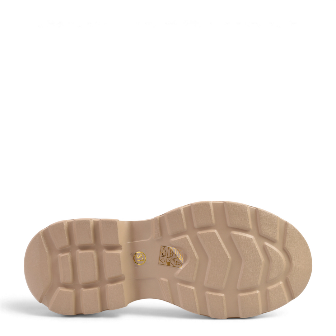 Beige chunky rubber sole of ada-shoes.ro 66081-K boots with a textured anti-slip tread pattern