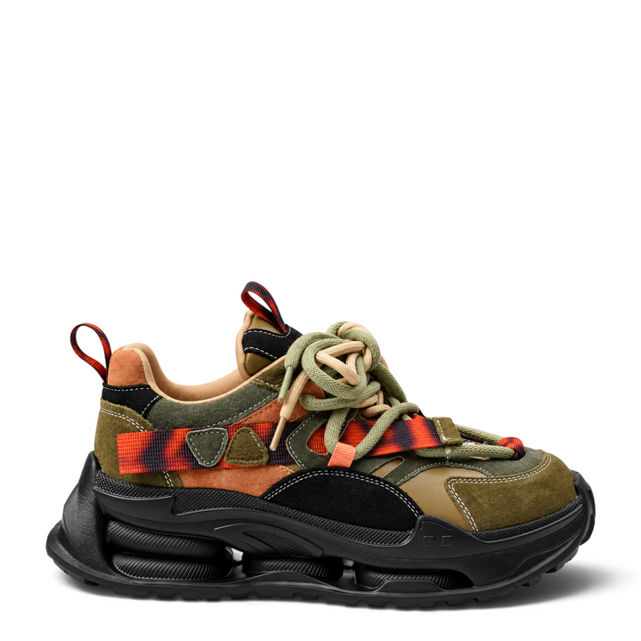 ada-shoes.ro GRYXX khaki suede and leather sneakers with a chunky black platform sole and lace-up closure.
