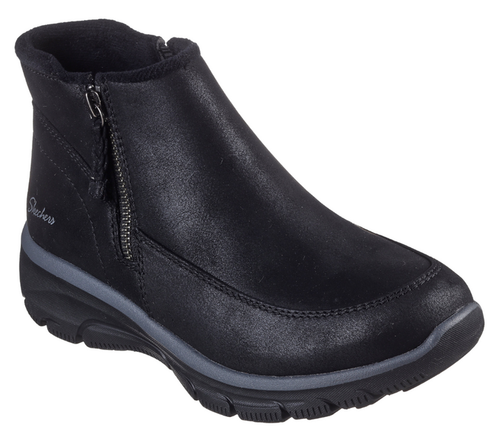 Ghete sport, dama, SKECHERS EASY GOING - INTO FALL 168031-BLK negru, piele ecologica