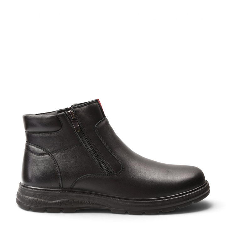 ada-shoes.ro black leather ankle boots with side zipper closure and durable rubber sole