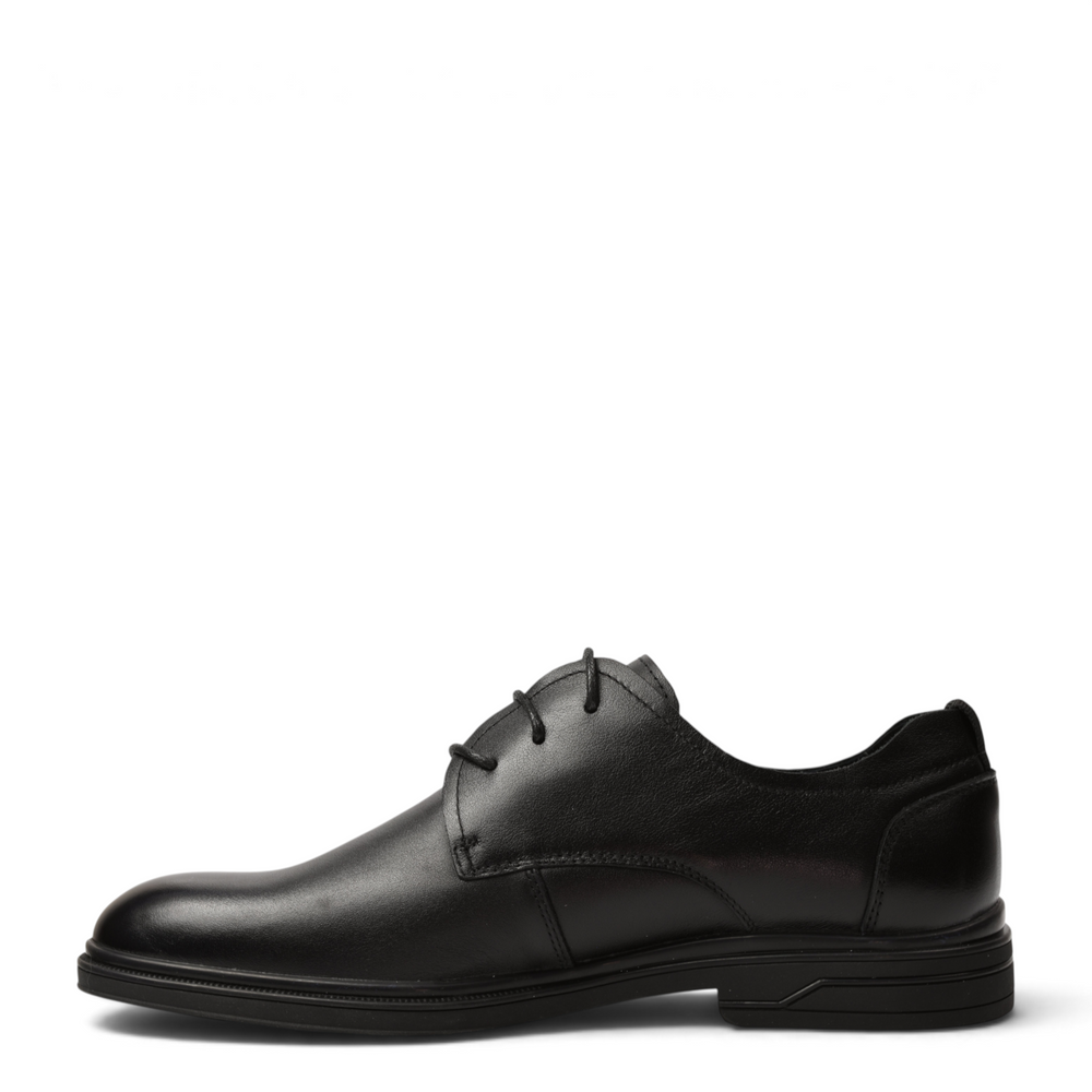 ada-shoes.ro Otter black leather formal men's shoes with lace-up closure and flexible sole for business attire