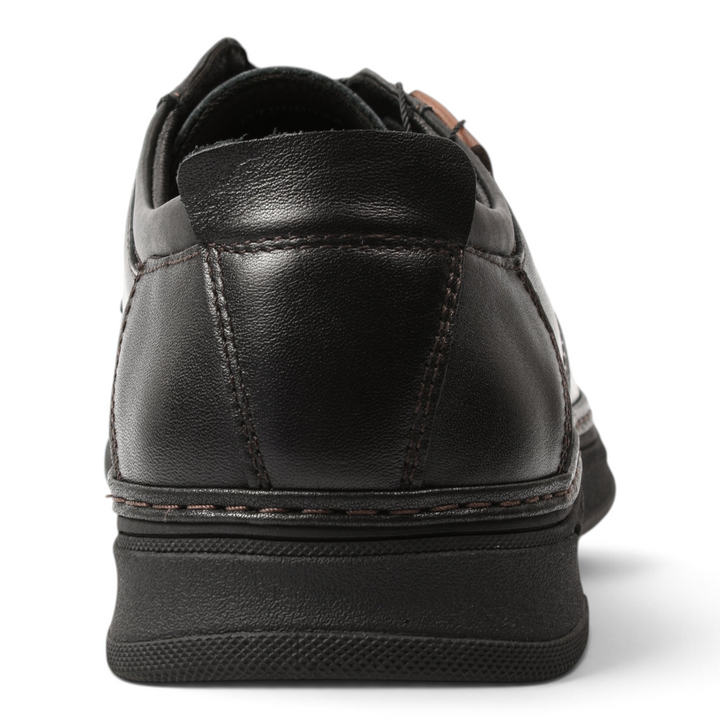 ada-shoes.ro Otter black leather derby shoes for men, back view showing flexible sole and stitched detailing.