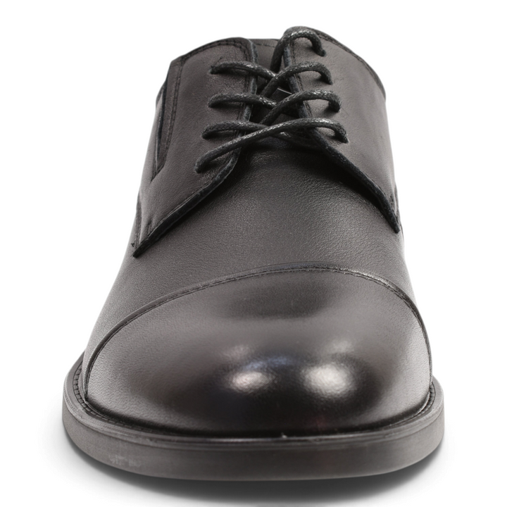 ada-shoes.ro black leather cap-toe formal shoes for men with flexible laces