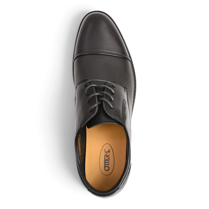 Top view of black leather Otter cap-toe formal men&