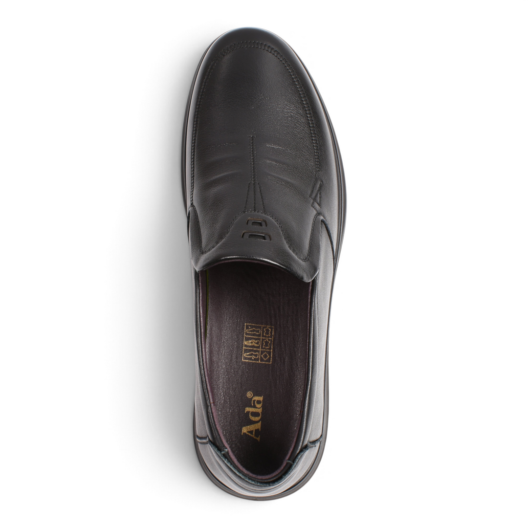 Top view of black leather Ada Shoes 96736-N slip-on casual men&