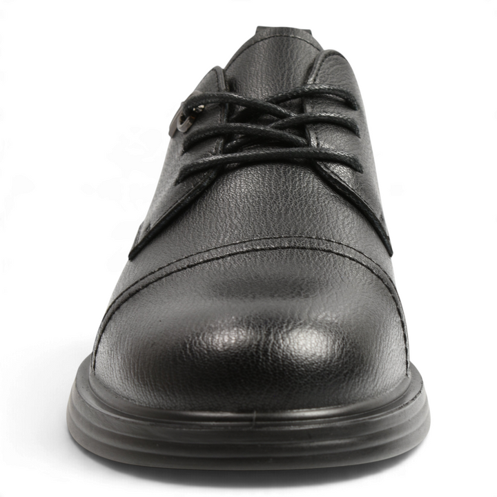 ada-shoes.ro Anna Viotti black leather derby shoes with cap-toe design and flexible laces for men