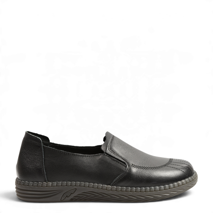 ada-shoes.ro Formazione black leather slip-on casual shoes with elastic side inserts and flexible rubber sole
