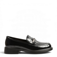 ada-shoes.ro Anna Viotti black patent leather loafers with a metallic detail and a comfortable flexible sole