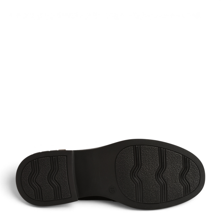 Black sole of an Anna Viotti casual shoe with a textured tread pattern for grip and stability
