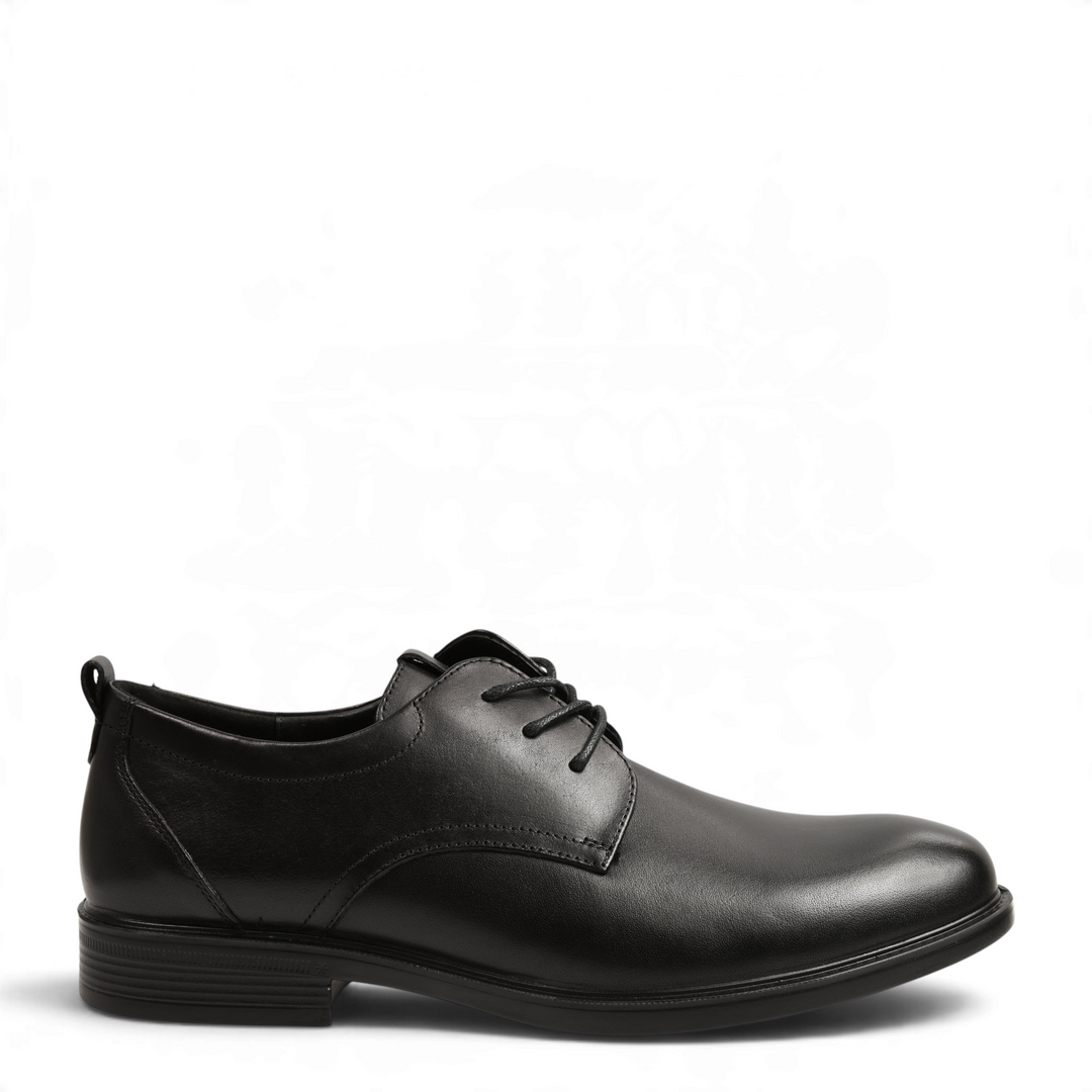 ada-shoes.ro Otter black leather Derby shoes with lace-up closure and flexible sole for formal office wear
