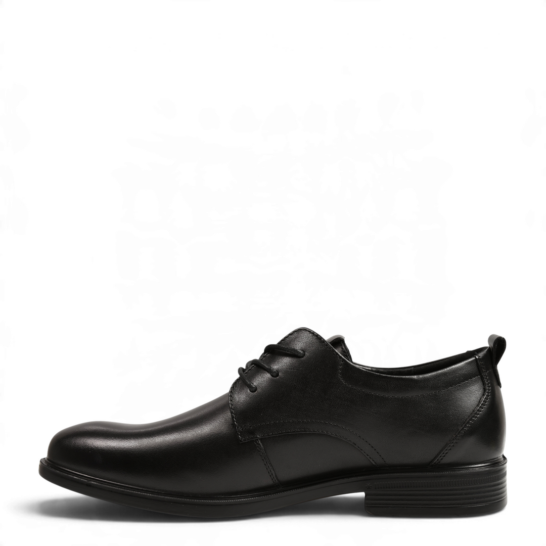 ada-shoes.ro Otter black leather Derby shoes for men with lace-up closure and flexible sole, side view.