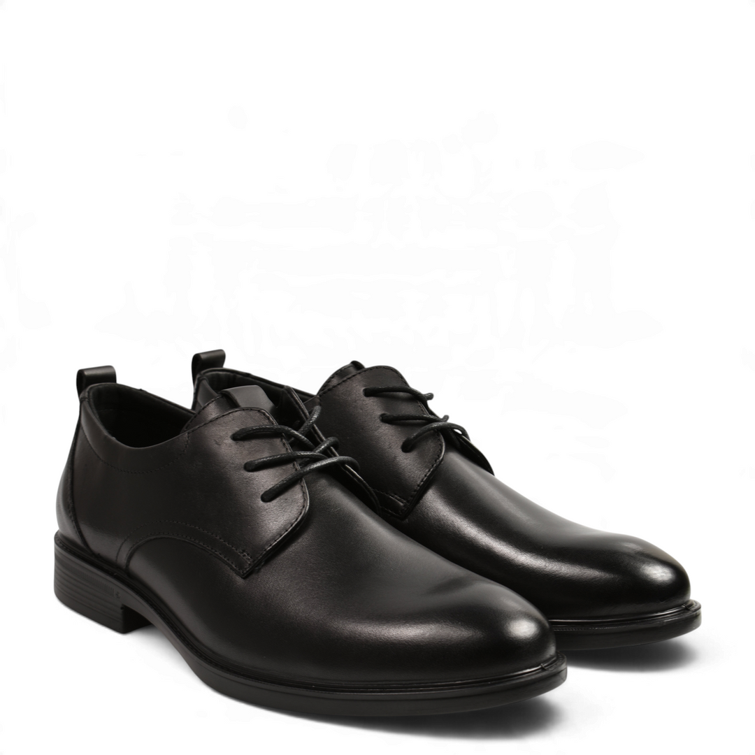 ada-shoes.ro Otter black leather Derby shoes with lace-up closure and flexible sole for formal office wear