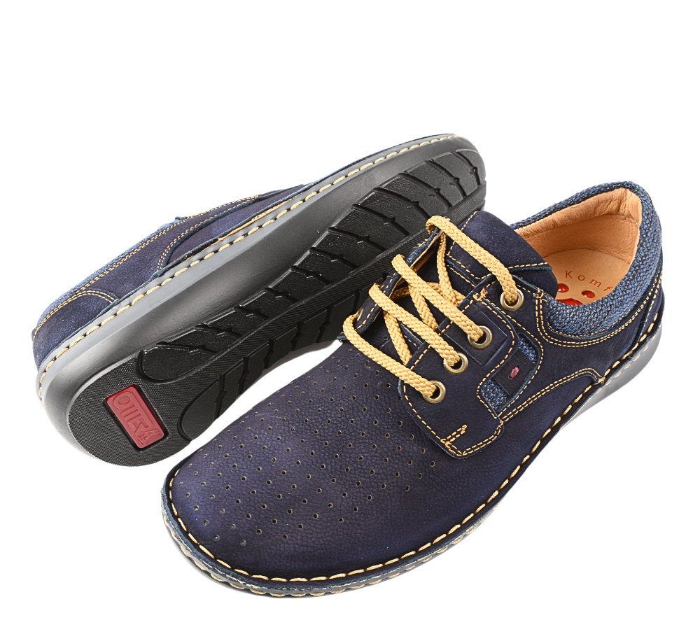 Pantofi casual, barbati, OTTER, 9565 bleumarin, piele nabuc