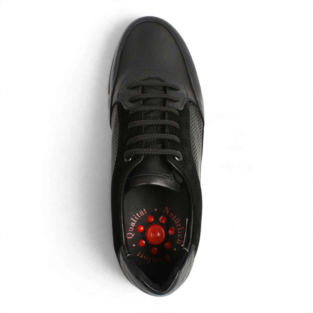 ada-shoes.ro Otter casual black leather shoes with textured side panels and anatomic massage insole, top view
