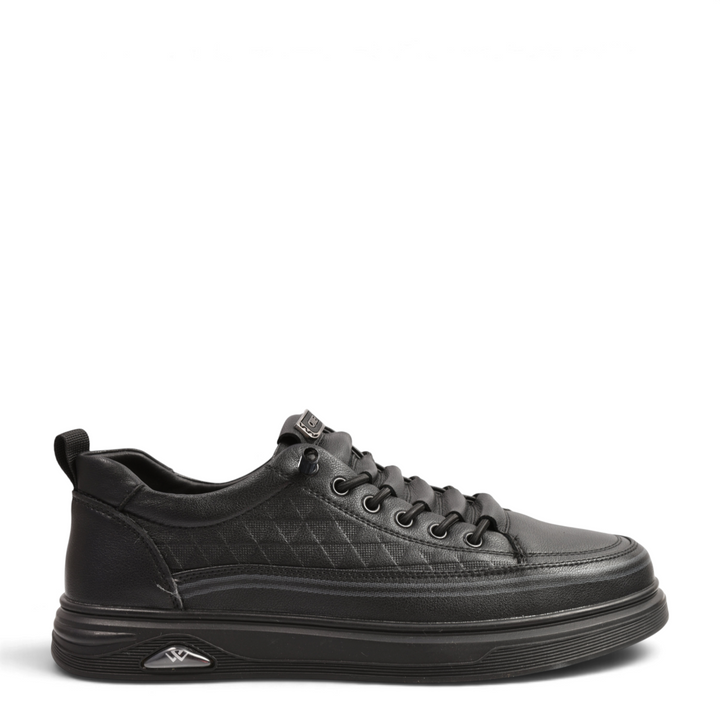 ada-shoes.ro Otter T6106-N black leather casual sneakers with quilted side panels, quick-lace system, and thick sole