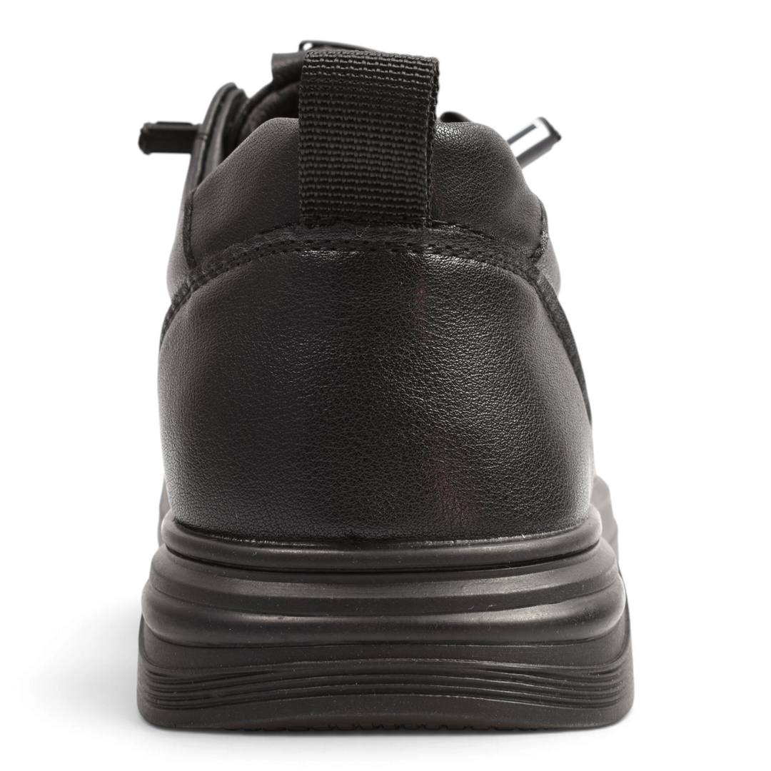 Back view of black leather Otter T6106-N casual shoes from ada-shoes.ro, featuring a heel pull tab and thick sole.