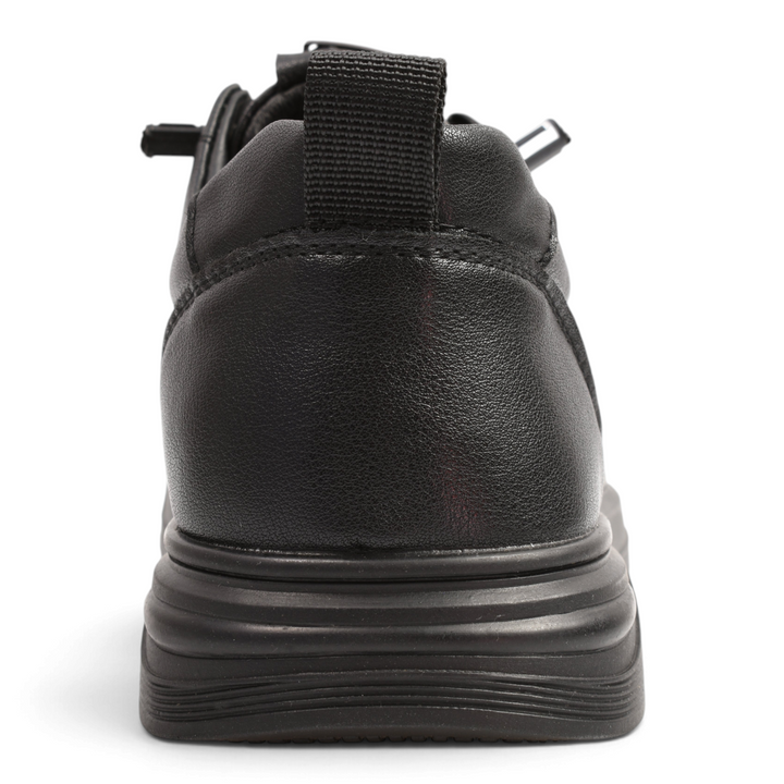Back view of black leather Otter T6106-N casual shoes from ada-shoes.ro, featuring a heel pull tab and thick sole.