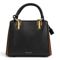 ada-shoes.ro Epica structured black faux leather handbag with brown side panels and gold-tone metal hardware