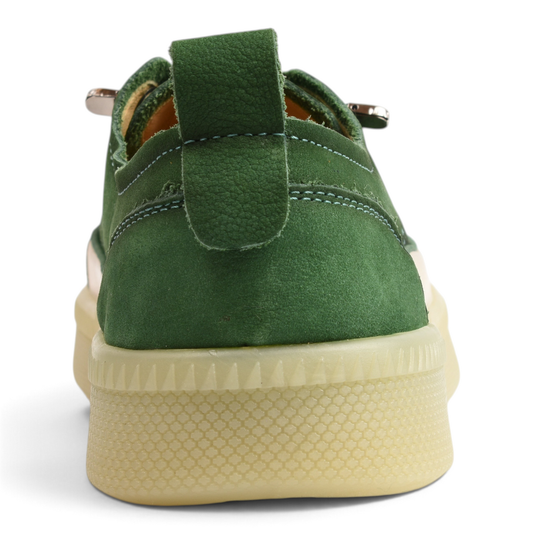 ada-shoes.ro Franco Gerardo 5885-V sneakers in emerald green nubuck leather with a gum rubber sole, rear view.