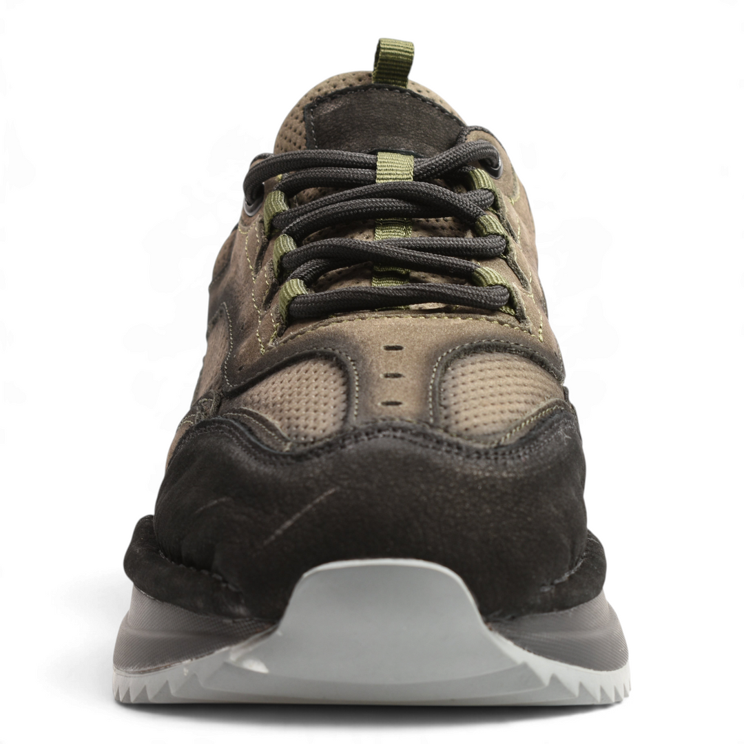 ada-shoes.ro Anna Viotti sneakers in black and khaki perforated leather with suede overlays and thick platform sole
