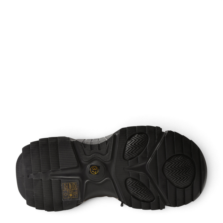 Black chunky rubber outsole of ada-shoes.ro Pass Collection sneakers with textured grip patterns and size 37 label