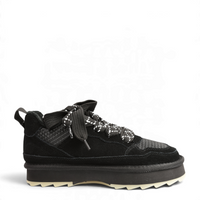 ada-shoes.ro Anna Viotti black chunky sneakers in suede and textile with thick platform sole and patterned laces