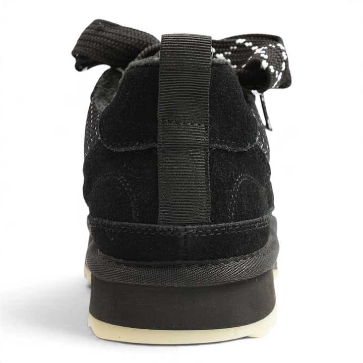 Back view of black suede Anna Viotti sneakers from ada-shoes.ro, featuring a chunky platform sole and heel pull tab.