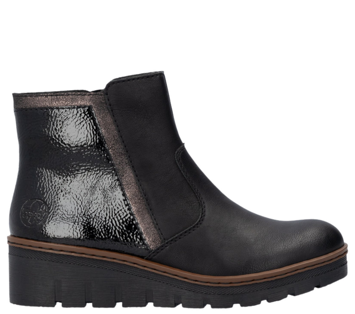 Ghete casual, dama, RIEKER, X9150-00 negru, piele ecologica